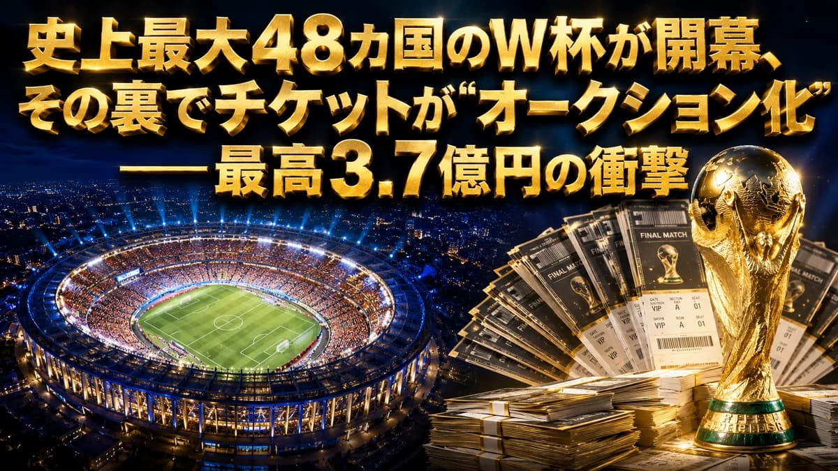 史上最大48カ国のW杯が開幕、その裏でチケットが“オークション化”——最高3.7億円の衝撃